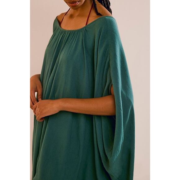 NEW Free People Milo One-Piece Jumpsuit Hunter Green XS Linen Billow Boho Roomy - Picture 2 of 12